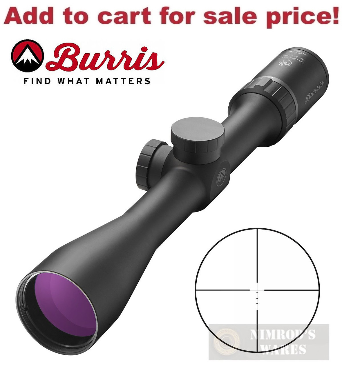 images Burris Droptine 22LR RIFLE SCOPE 3-9x40mm Ballistic Plex 200019 - Add to cart for sale price!